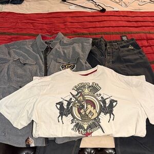 Men’s outfit Graphic T-Shirt, button down and jeans Set